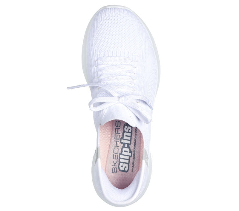 Skechers Slip Ins 149710 WHT White Ultra Flex Brilliant Path Womens Casual Comfort Hands Free Slip On Shoes