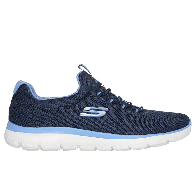 Skechers 150119 NVBL Navy Blue Summits Artistry Chic Womens Casual Comfort Stretch Laces Slip On Trainers