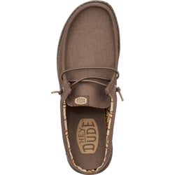 Hey Dude Wally Slip Canvas Walnut Mens Casual Comfort Canvas Mules Sho The Shoe Centre