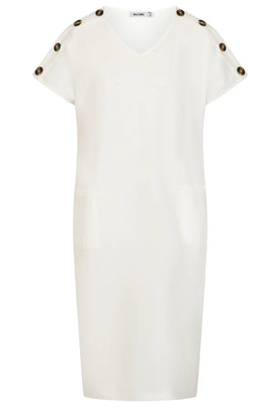 Alice Collins Button Shoulder Dress White