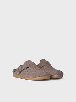 Toni Pons Mima-FP Taupe Womens Felt Clog Style Slippers