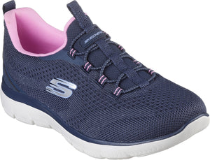 Skechers 150120/NVPK Navy Pink Summits New Nature Womens Casual Comfort Stretch Laces Slip On Trainers