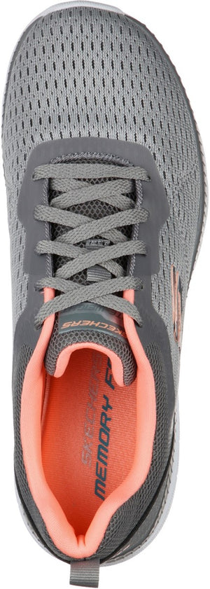 Skechers 12607/GYCL Grey Coral Bountiful Quick Path Womens Sporty Knit Mesh Upper Lace Up Trainers