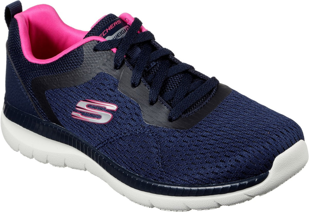 Skechers 12607/NVHP Navy Hot Pink Bountiful Quick Path Womens Sporty Knit Mesh Upper Lace Up Trainers