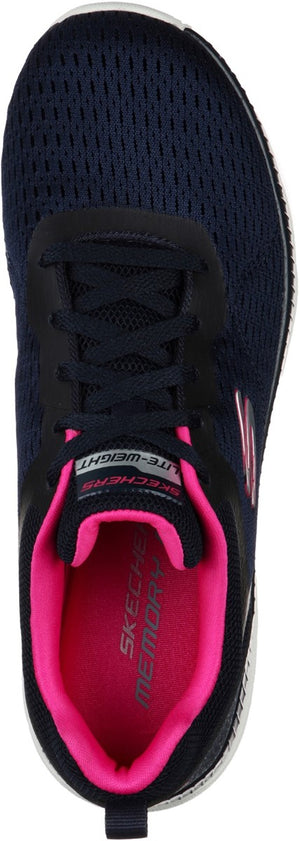 Skechers 12607/NVHP Navy Hot Pink Bountiful Quick Path Womens Sporty Knit Mesh Upper Lace Up Trainers