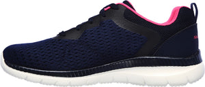 Skechers 12607/NVHP Navy Hot Pink Bountiful Quick Path Womens Sporty Knit Mesh Upper Lace Up Trainers