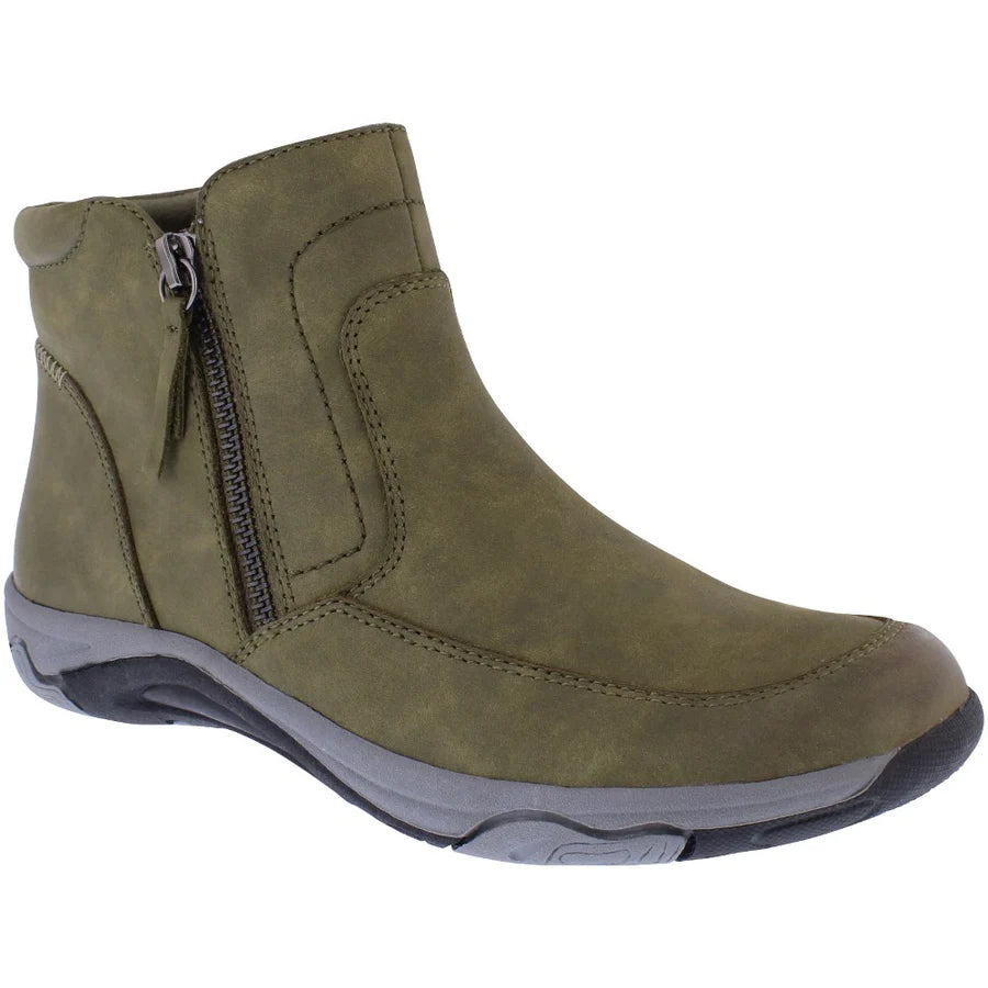 Free Spirit Veda Olive Womens Double Zip Up Suede Water Resistant Ankle Boots