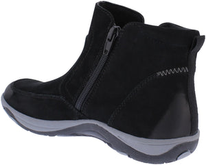 Free Spirit Veda Black Womens Double Zip Up Suede Water Resistant Ankle Boots