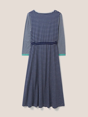 White Stuff Nuelle Navy Multi Jersey Dress