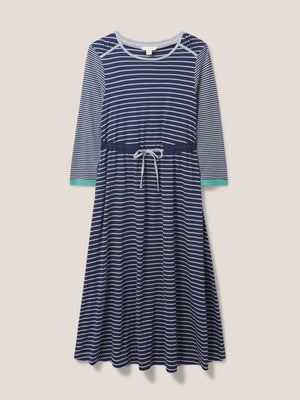 White Stuff Nuelle Navy Multi Jersey Dress