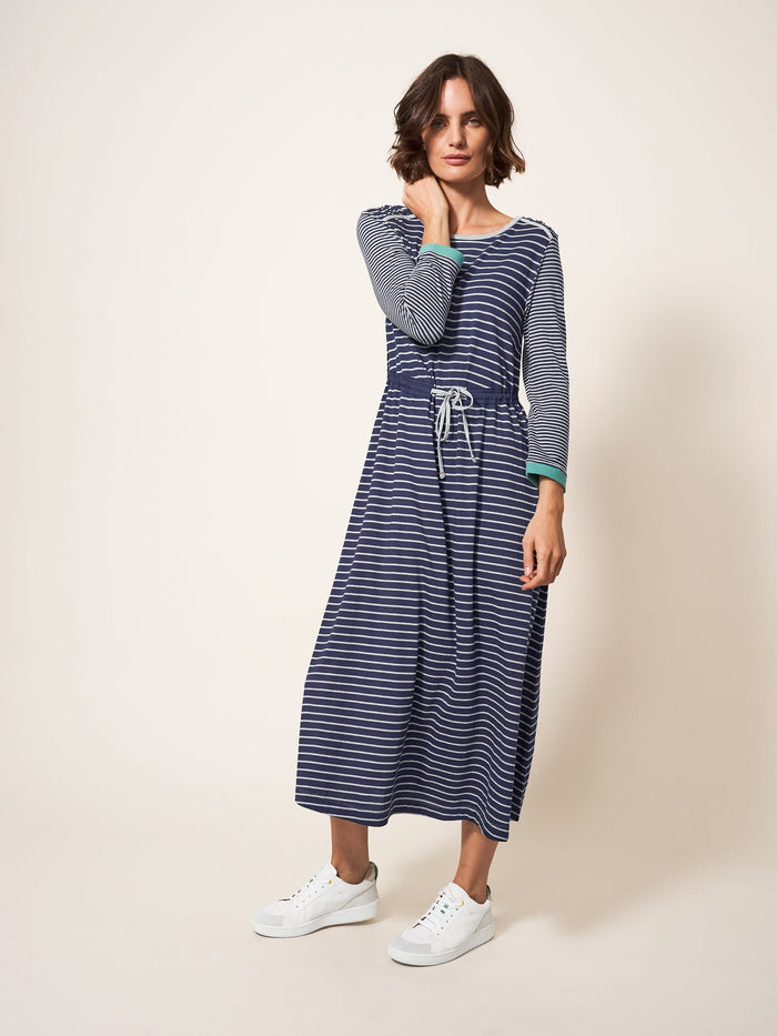 White Stuff Nuelle Navy Multi Jersey Dress