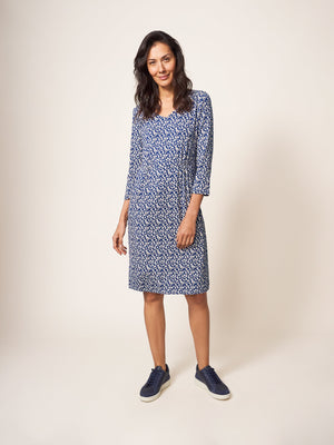 White Stuff Tallie Navy Multi Eco Vero Jersey Dress