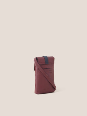 White Stuff Clara Buckle Leather Dark Plum Phone Bag