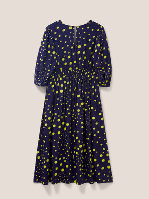 White Stuff Lucy Navy Multi Eco Vero Midi Dress