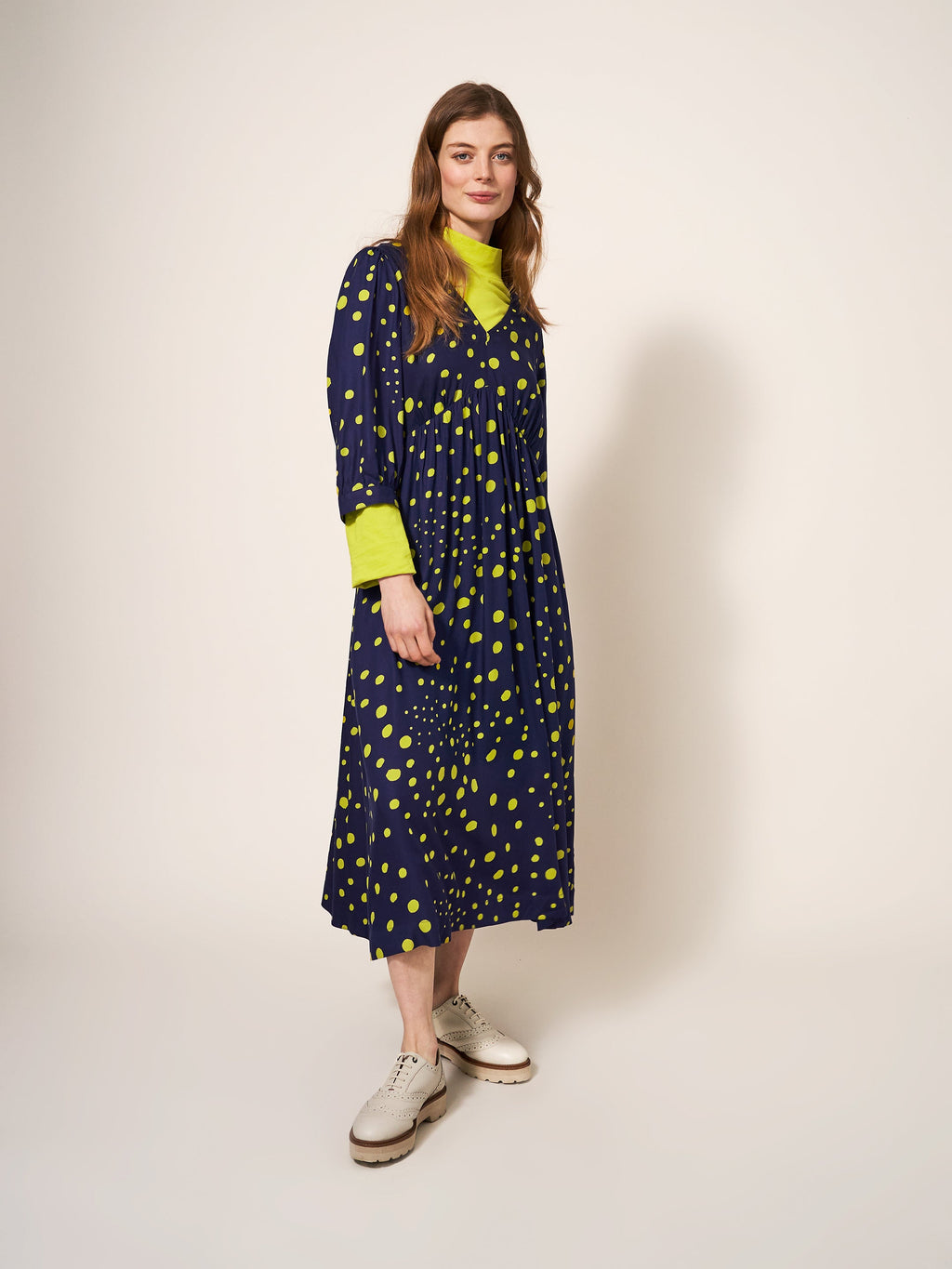 White Stuff Lucy Navy Multi Eco Vero Midi Dress