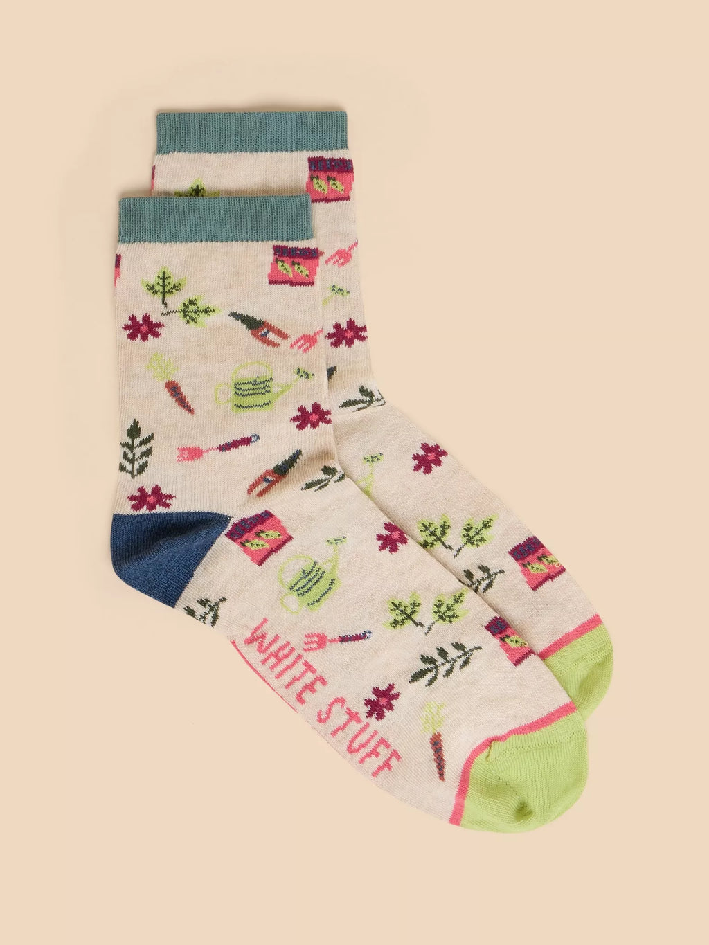 White Stuff Gardening Ankle Sock Nat Multi