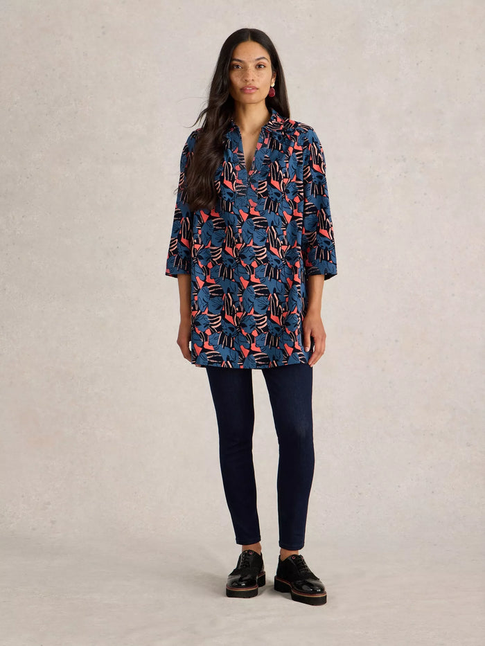 White Stuff Blaire Cord Tunic Navy Print