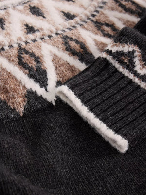 White Stuff Mono Fairisle Jumper Black/Multi