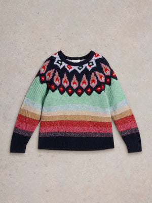 White Stuff New York Fairisle Jumper Red Multi