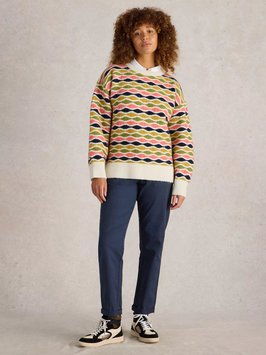 White Stuff Gina Geo Jumper Natural Multi