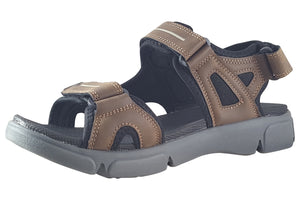 Hush Puppies Castro Brown Mens Touch Fastening Sporty Sandals