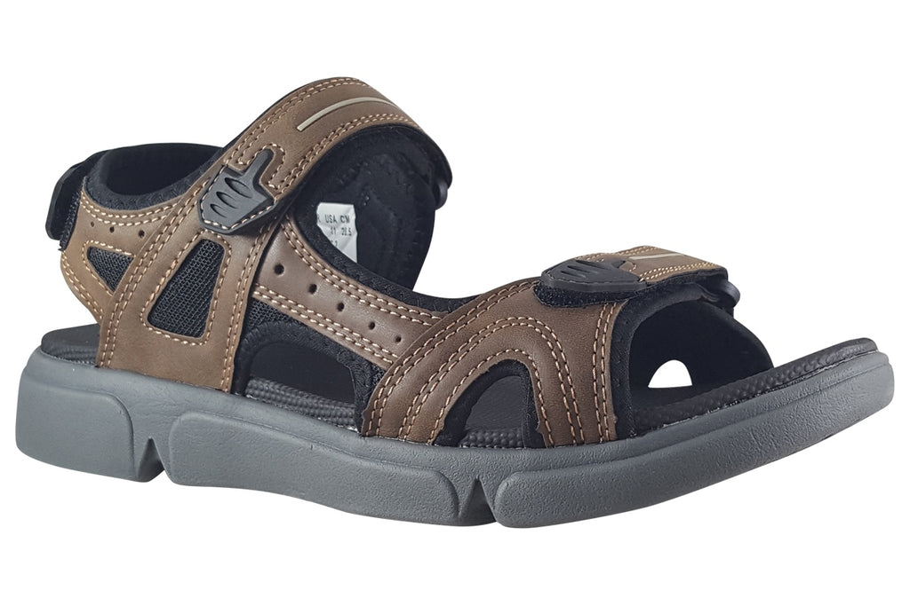 Hush Puppies Castro Brown Mens Touch Fastening Sporty Sandals