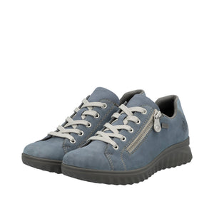 Rieker 59000-10 Blue Womens Rieker Casual Comfort Lace Up Zip Up Shoes