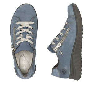 Rieker 59000-10 Blue Womens Rieker Casual Comfort Lace Up Zip Up Shoes