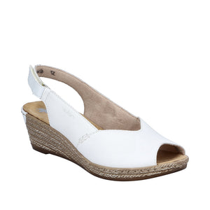 Rieker 62462-80 White Womens Casual Comfort Slingback Wedge Sandals