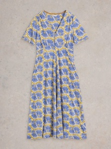 White Stuff Megan Jersey Dress Blue Print