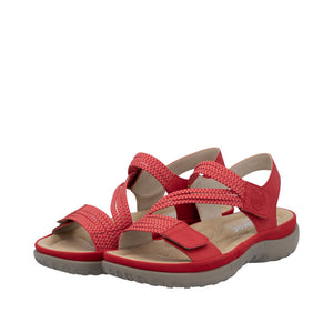 Rieker 64870-33 Red Womens Casual Comfort Touch Fastening Sling Back Sandals