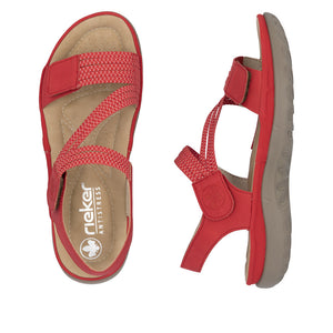 Rieker 64870-33 Red Womens Casual Comfort Touch Fastening Sling Back Sandals