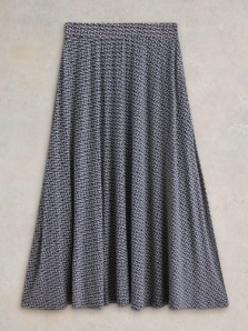 White Stuff Jada Jersey Maxi Skirt Navy Print