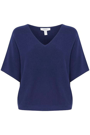 B.Young Bymmorla V Neck Short Sleeve Top 20814395 Medieval Blue