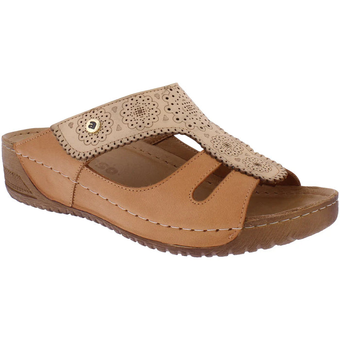 Adesso Cotton Salted Caramel Womens Leather Sandals Mules