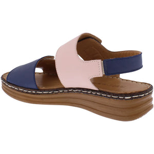 Adesso Natalie Blush Navy Womens Leather Touch Fastening Sandals