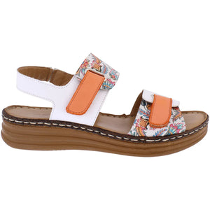 Adesso Natalie Orange Paisley Womens Leather Touch Fastening Sandals