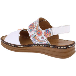 Adesso Natalie Orange Paisley Womens Leather Touch Fastening Sandals