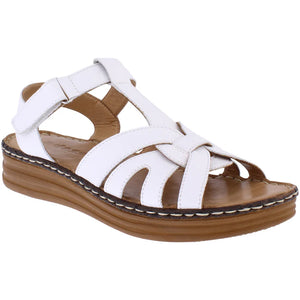 Adesso Val White Womens Leather Touch Fastening Sandals