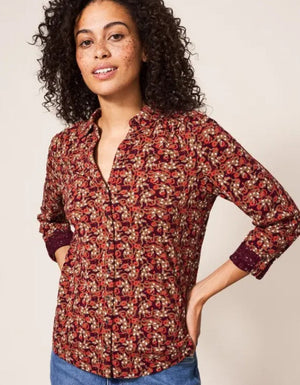 White Stuff Plum Multi Annie Jersey Shirt