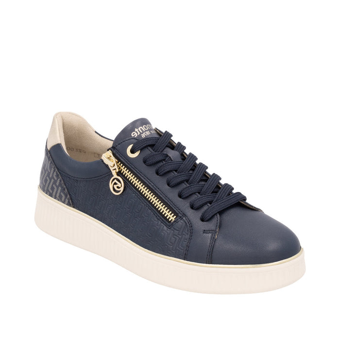 Remonte D2E00-14 Blue Combination Womens Casual Comfort Leather Zip & Lace Up Trainers