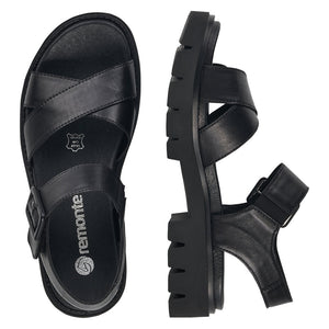 Remonte D7950-00 Black Womens Touch Fastening Gladiator Style Chunky Sandals