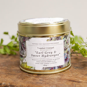 Toasted Crumpet Natural Soy Wax Scented Candle Earl Grey & Sweet Hydrangea