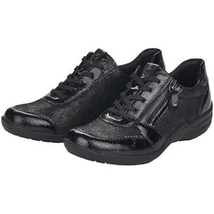 Remonte R7637-03 Black Combination Womens Lace Up zip up Shoes