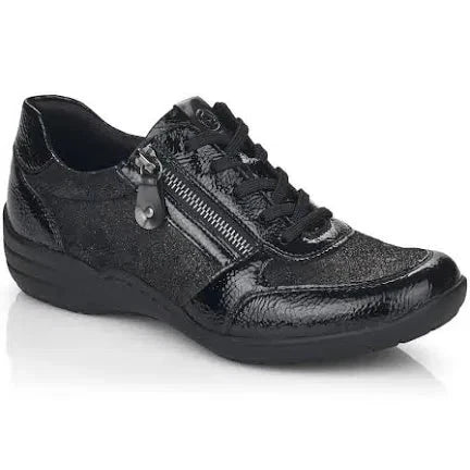 Remonte R7637-03 Black Combination Womens Lace Up zip up Shoes