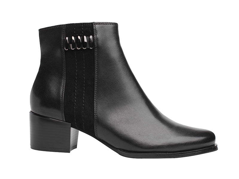 Regarde Le Ciel Jolene-26 5239 Black Delice/Etna Leather & Suede Womens Stylish Zip Up Ankle Boots