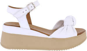 Adesso Kera White Womens Stylish Leather Wedge Sandals