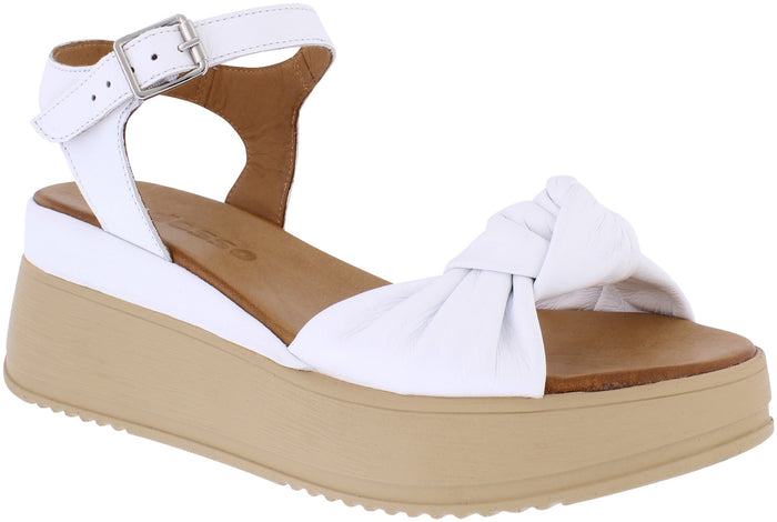 Adesso Kera White Womens Stylish Leather Wedge Sandals