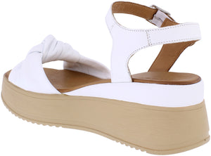 Adesso Kera White Womens Stylish Leather Wedge Sandals