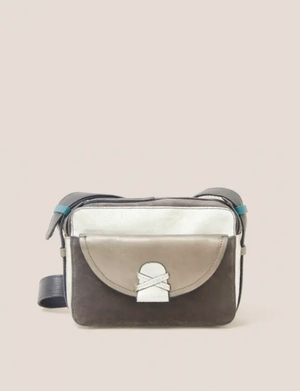 White Stuff Lola Leather Grey Multi Camera Bag